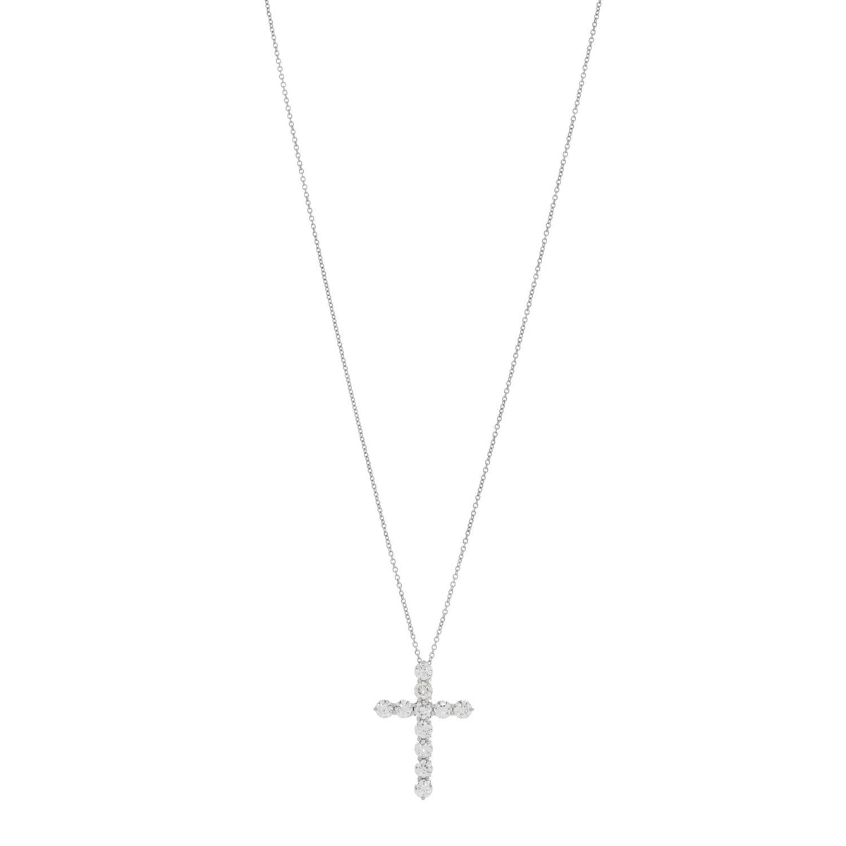Platinum Diamond Large Cross Pendant Necklace