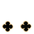 18K Yellow Gold Black Onyx Sweet Alhambra Earrings