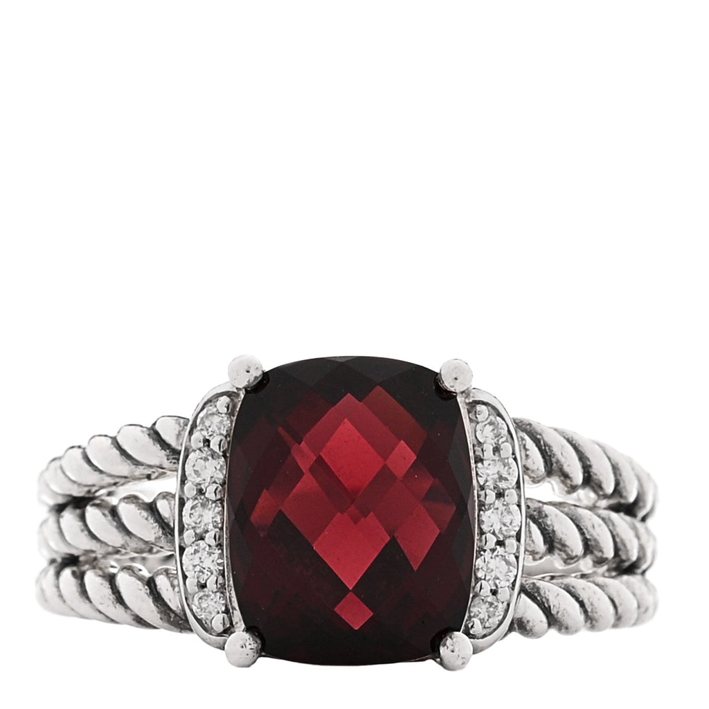 Sterling Silver Diamond Garnet 10mm Petite Wheaton Ring 54 6.75