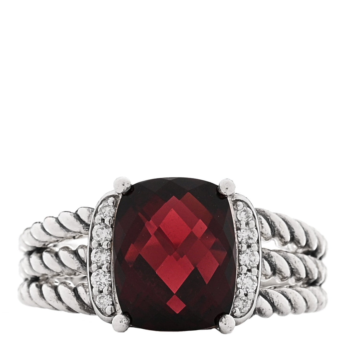 Sterling Silver Diamond Garnet 10mm Petite Wheaton Ring 54 6.75