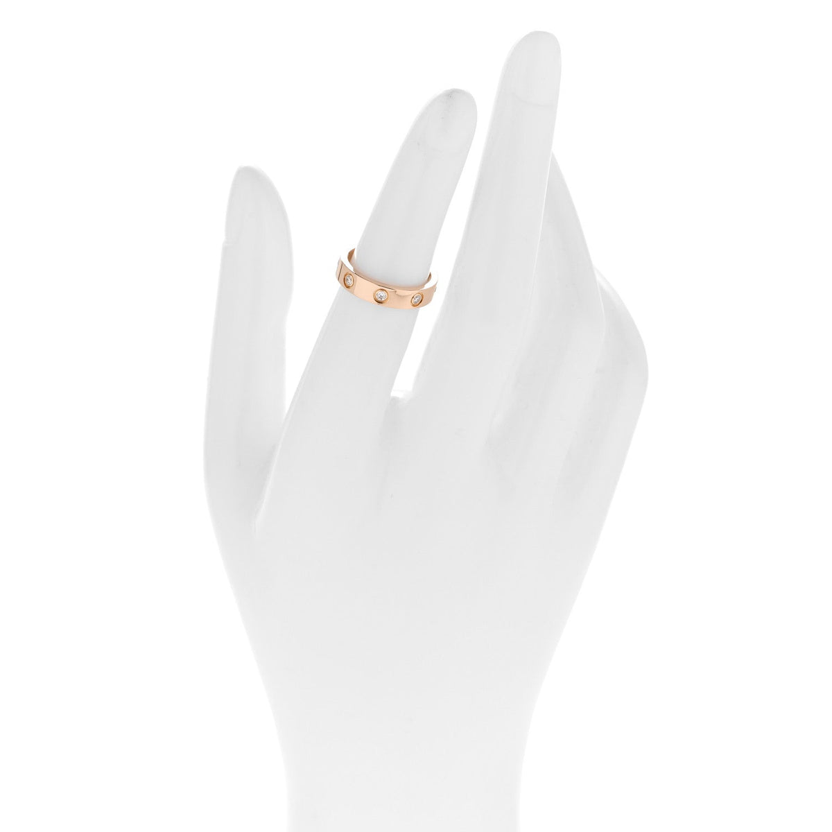 18K Pink Gold 8 Diamond 4mm LOVE Wedding Band Ring 48 4.5