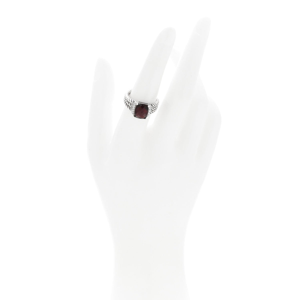 Sterling Silver Diamond Garnet 10mm Petite Wheaton Ring 54 6.75