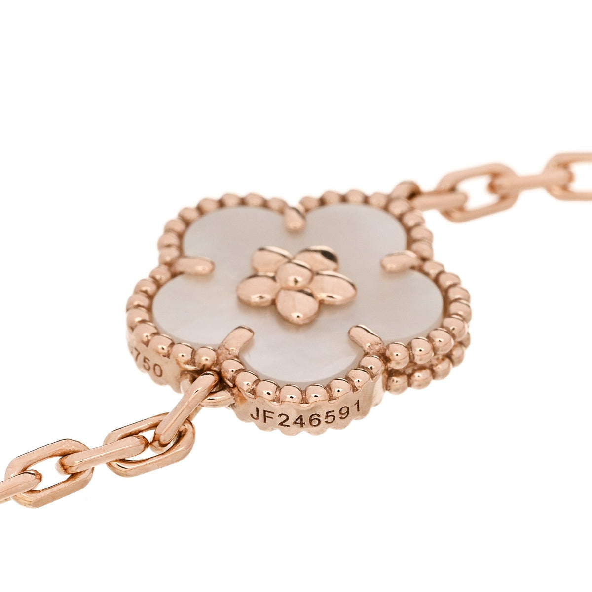 18K Rose Gold Carnelian Mother of Pearl Onyx 5 Motifs Lucky Spring Bracelet