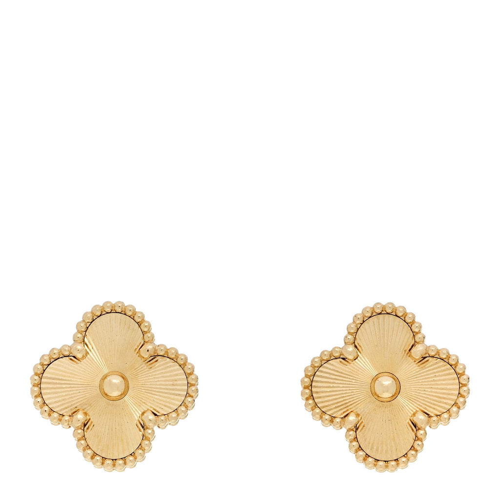18K Yellow Gold Guilloche Vintage Alhambra Earrings