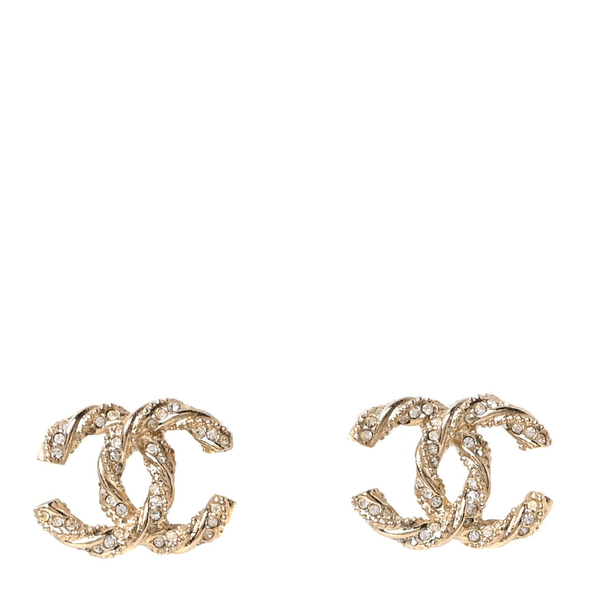 Crystal Twisted CC Earrings Gold