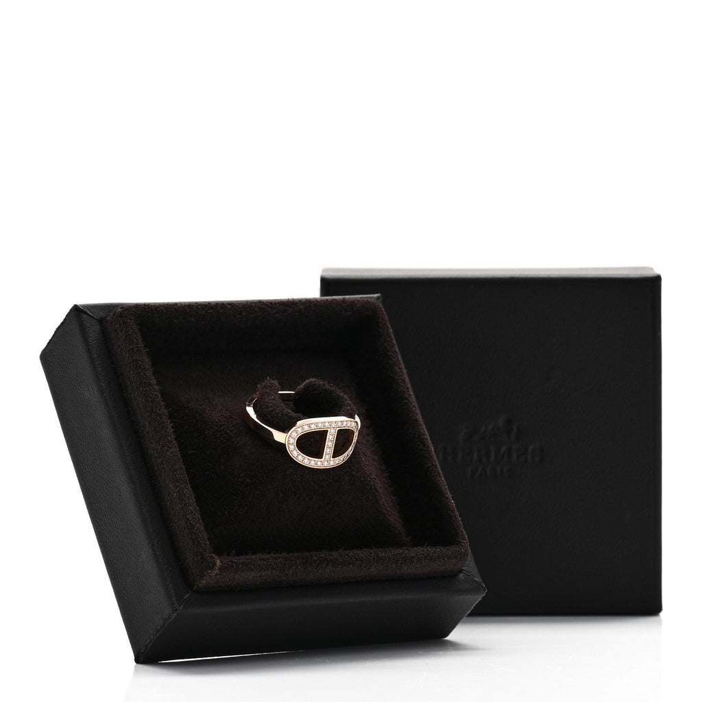 18K Rose Gold Diamond MM Chaine d'Ancre Contour Ring 59 8.75