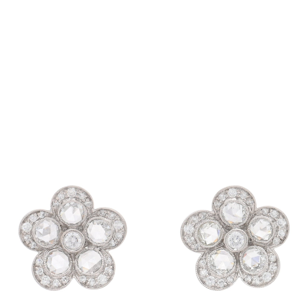 Platinum Diamond Enchant Flower Stud Earrings
