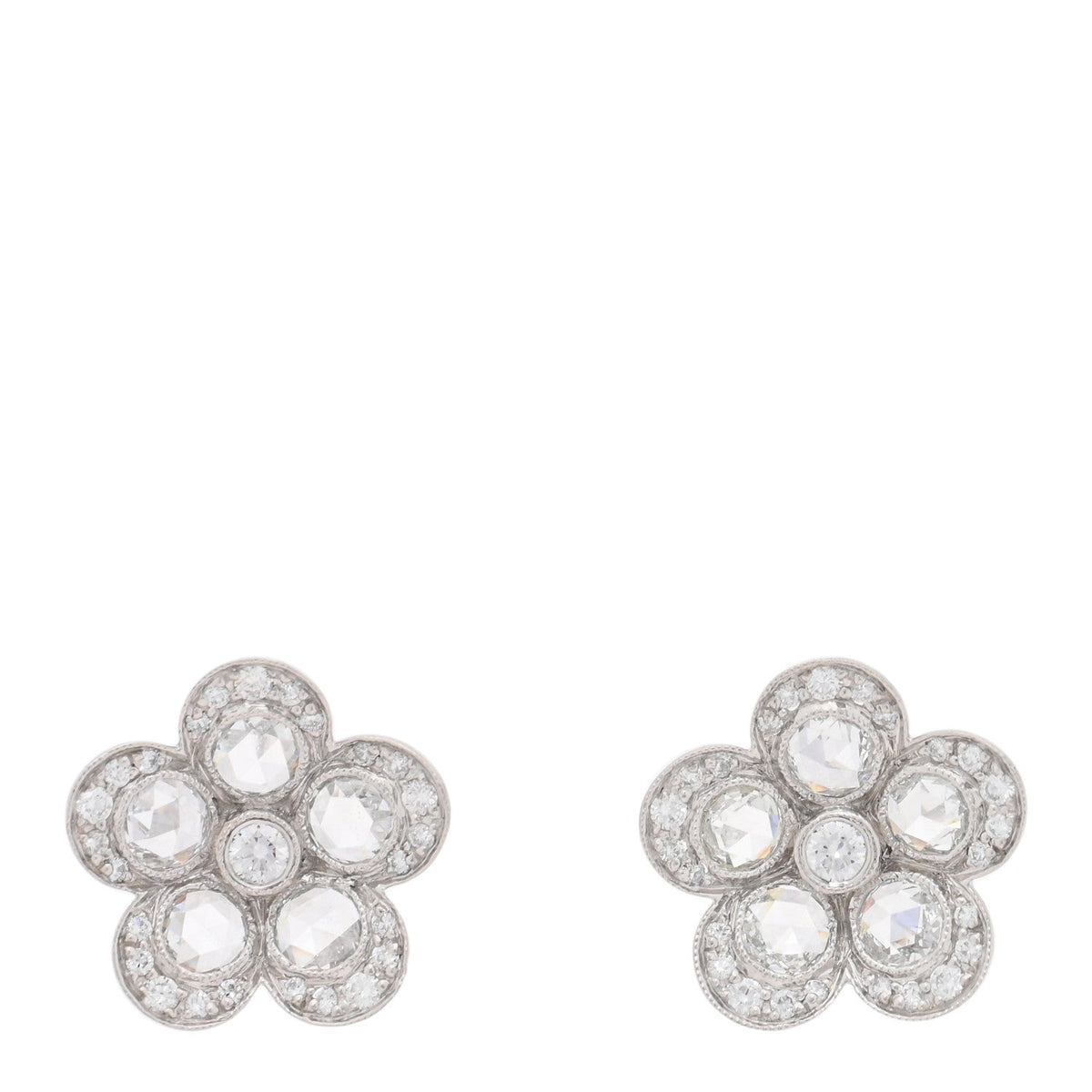 Platinum Diamond Enchant Flower Stud Earrings