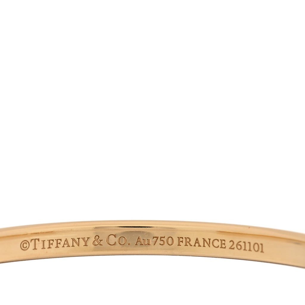 18K Yellow White Gold Lock Narrow Bangle Bracelet