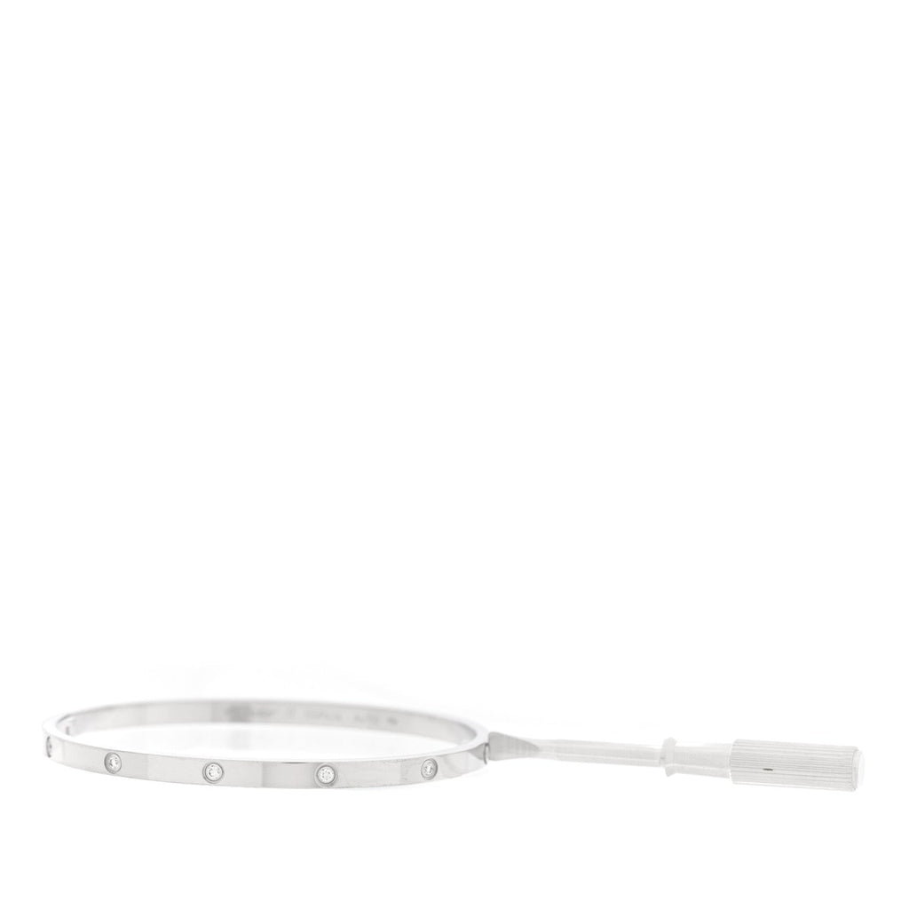18K White Gold 10 Diamond Small LOVE Bracelet 17