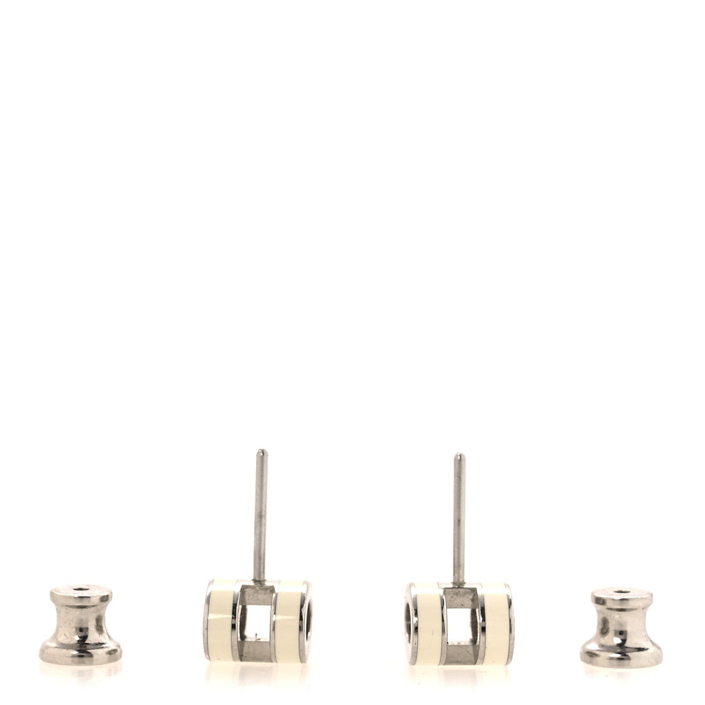 Palladium Lacquered Mini Pop H Earrings White