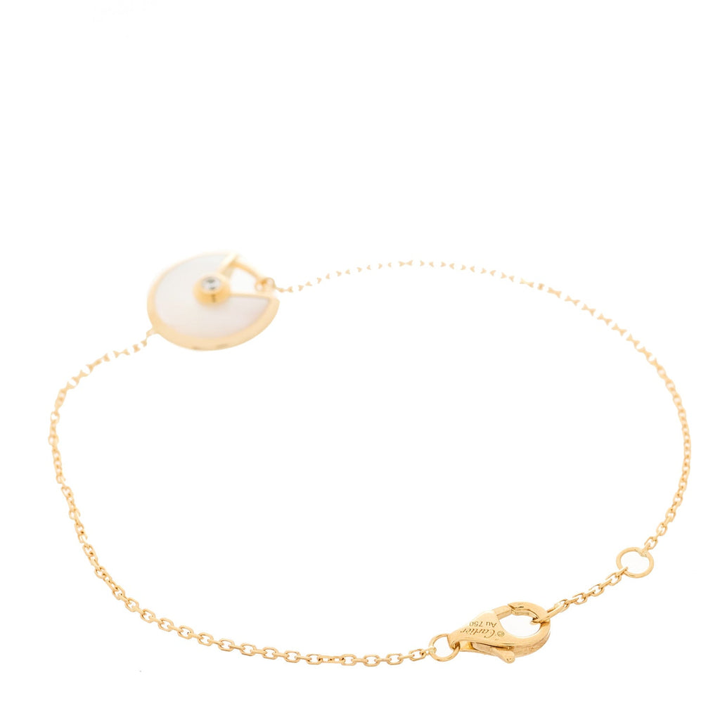 18K Yellow Gold Diamond Mother of Pearl Amulette de Cartier Bracelet