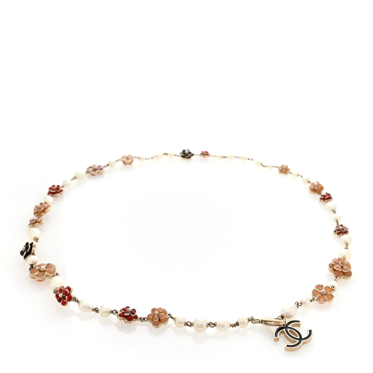 Pearl Gripoix Enamel Camellia Belt Gold Multicolor