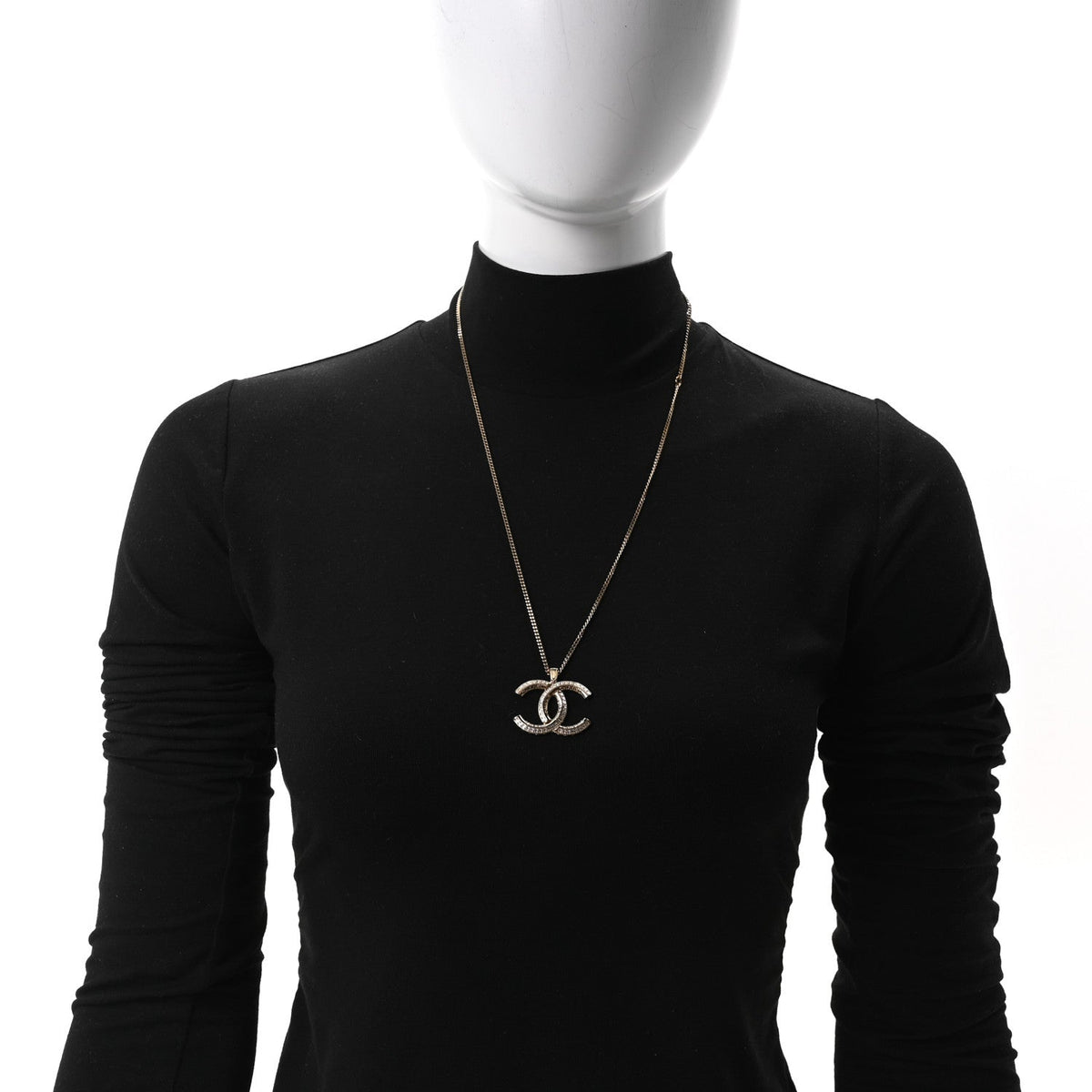 Crystal CC Pendant Necklace Gold