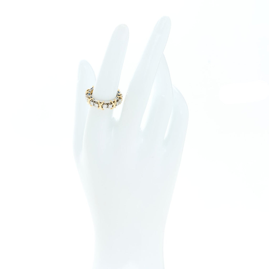 Platinum 18K Yellow Gold Diamond Schlumberger Sixteen Stone Ring 54 6.75