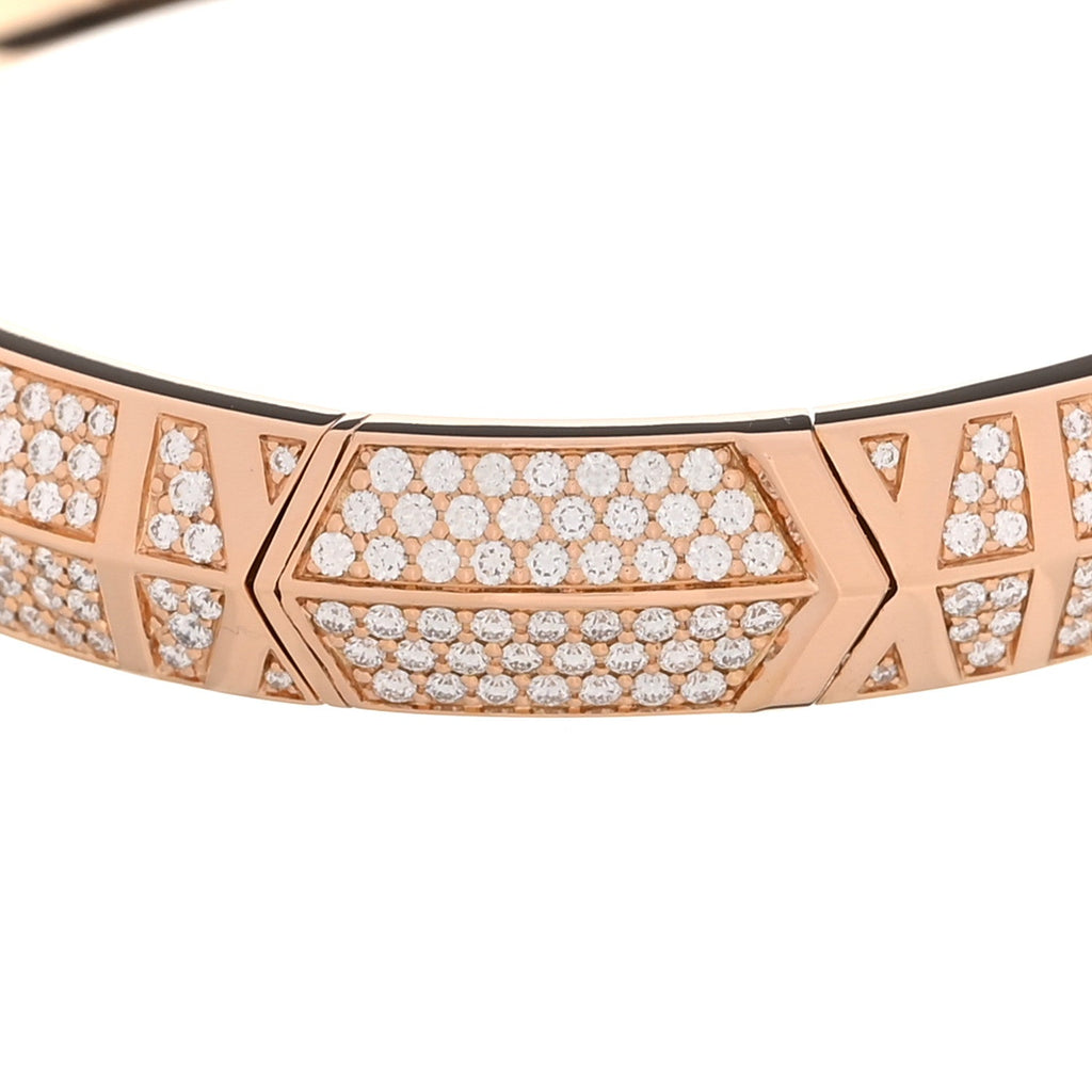 18K Rose Gold Diamond Atlas Closed Wide Hinged Bangle Bracelet