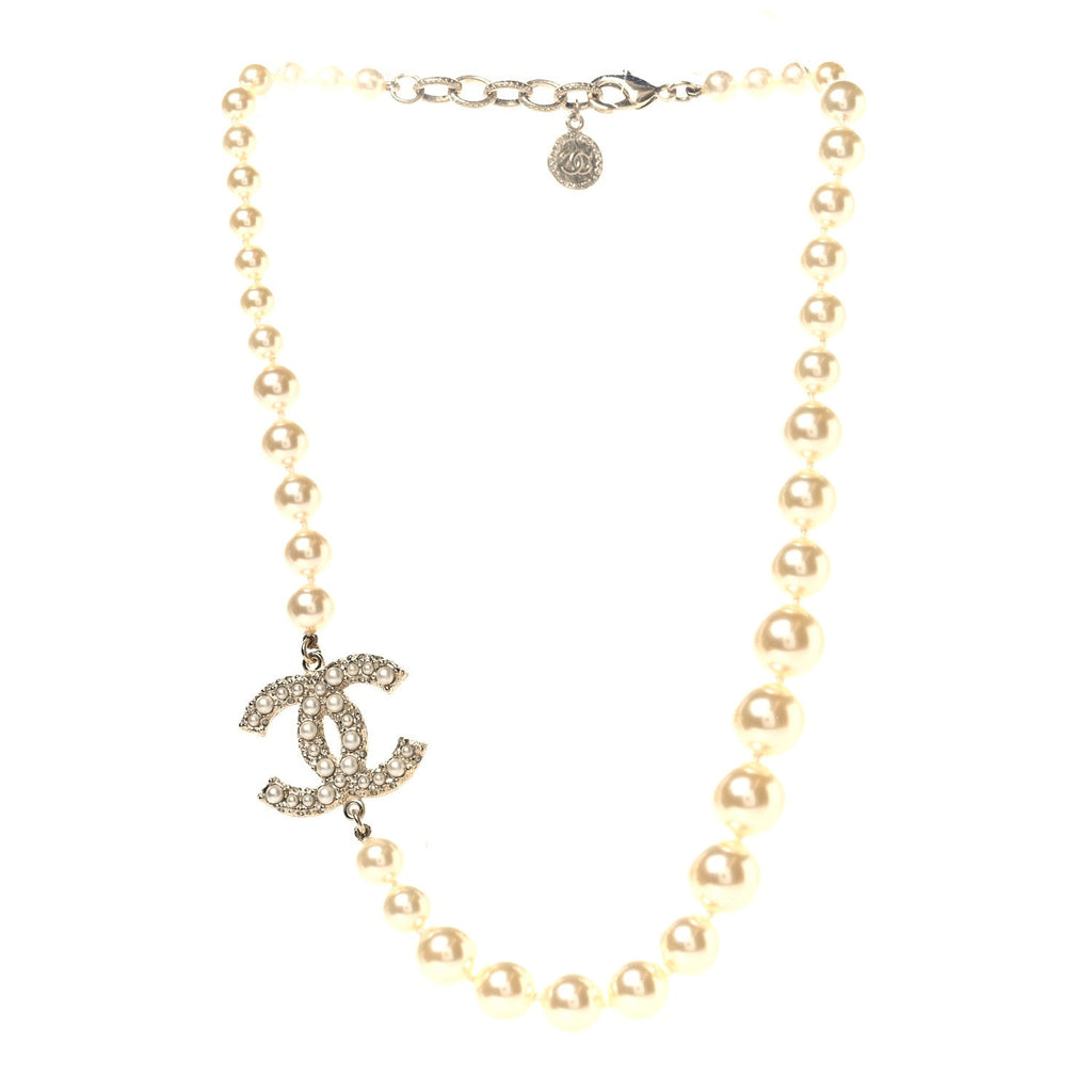 Pearl CC 100th Anniversary Necklace Light Gold