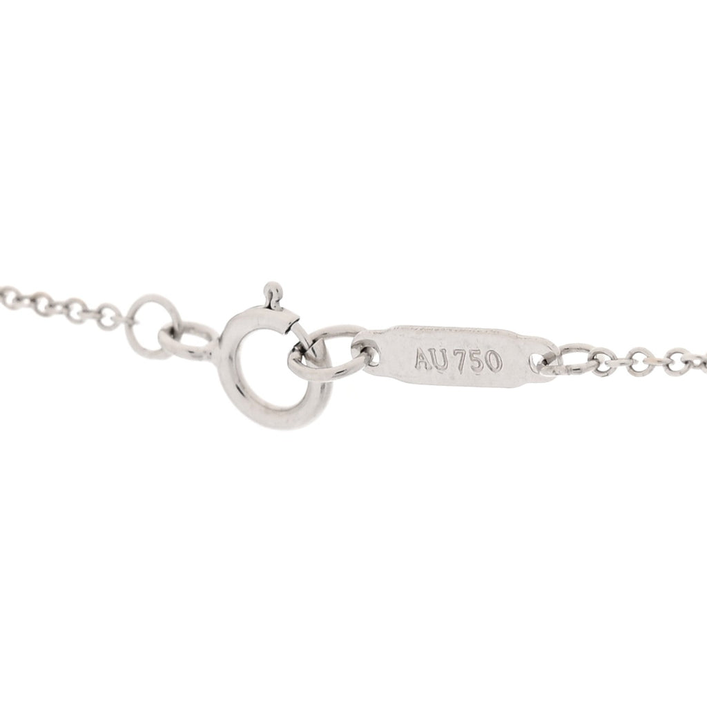 18K White Gold Diamond Double Interlocking Circles Pendant Necklace