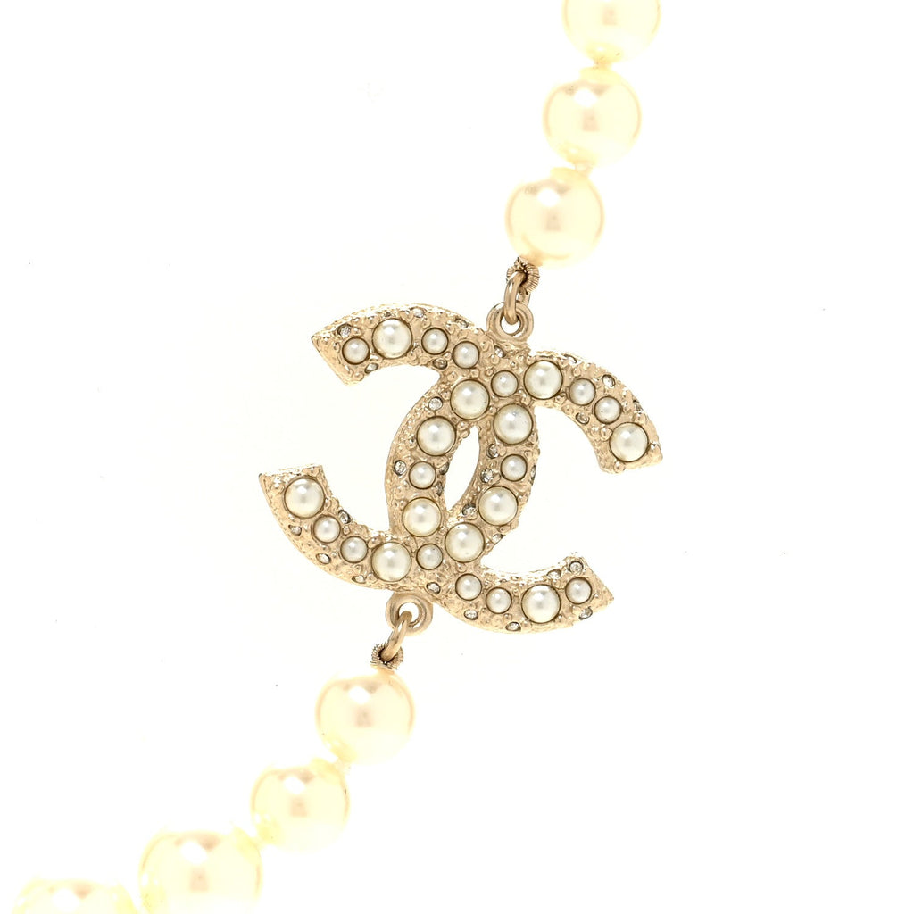 Pearl CC 100th Anniversary Necklace Light Gold