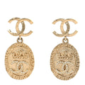 Crystal CC Medallion Drop Earrings Gold