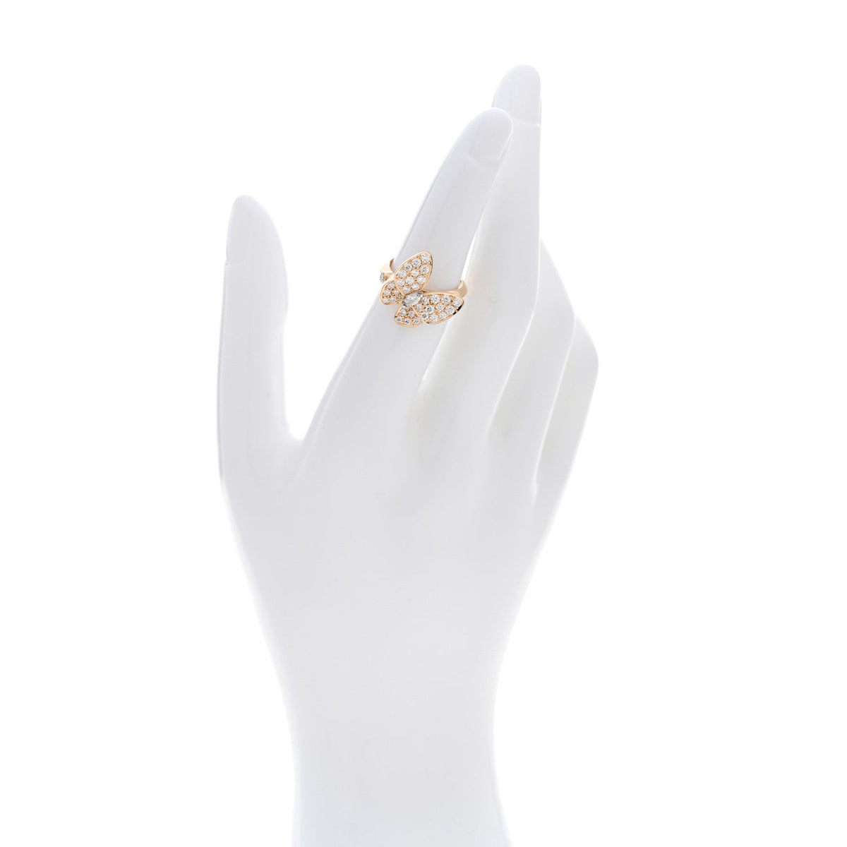 18K Yellow Gold Diamond Two Butterfly Ring 50 5.25