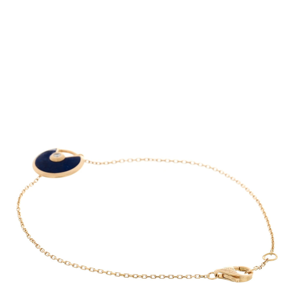 18K Yellow Gold Diamond Lapis Lazuli Amulette de Cartier Bracelet