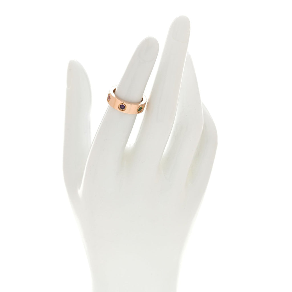 18K Pink Gold Sapphire Garnet Amethyst 5.5mm LOVE Ring 48 4.5