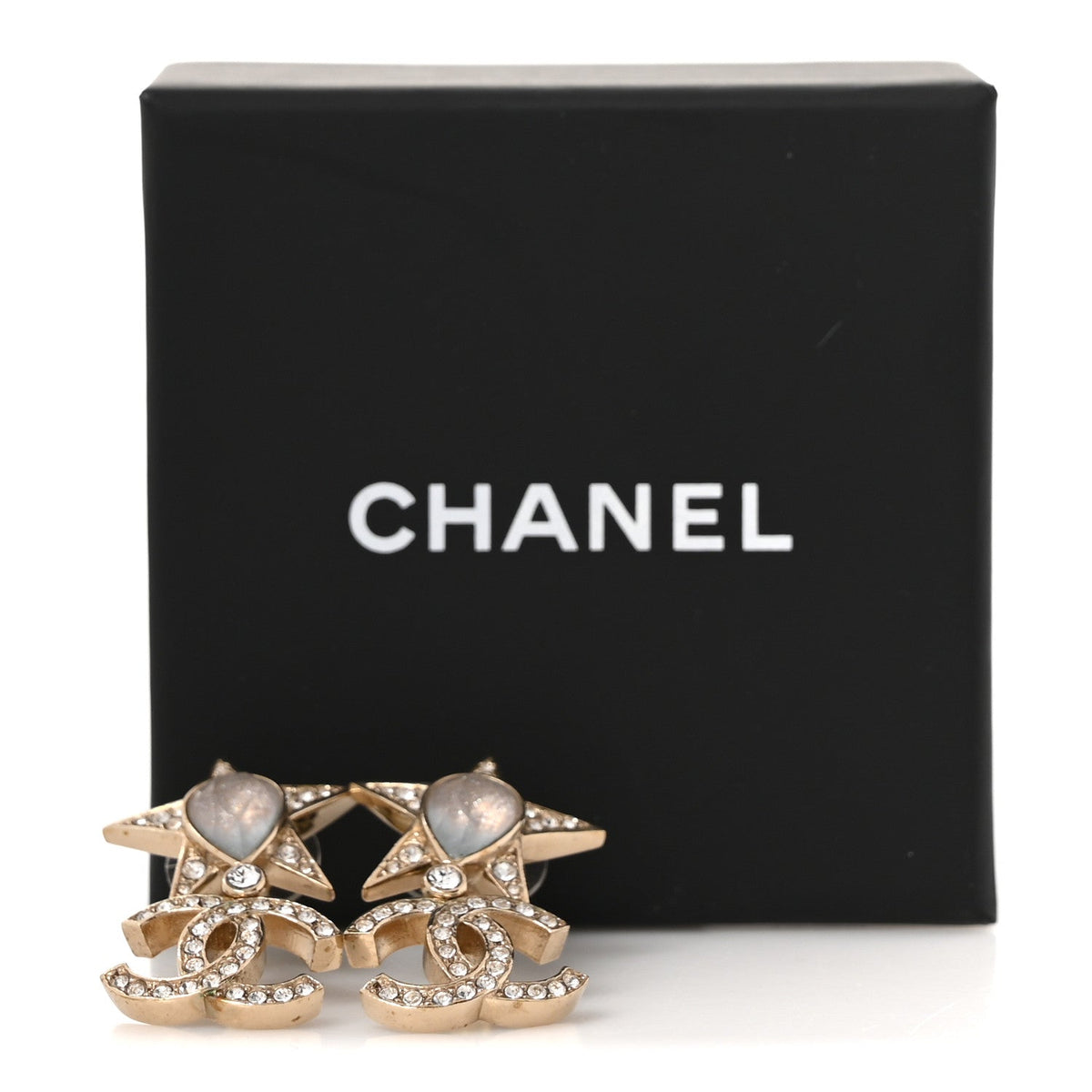 Crystal CC Star Drop Earrings Gold Blue Pink