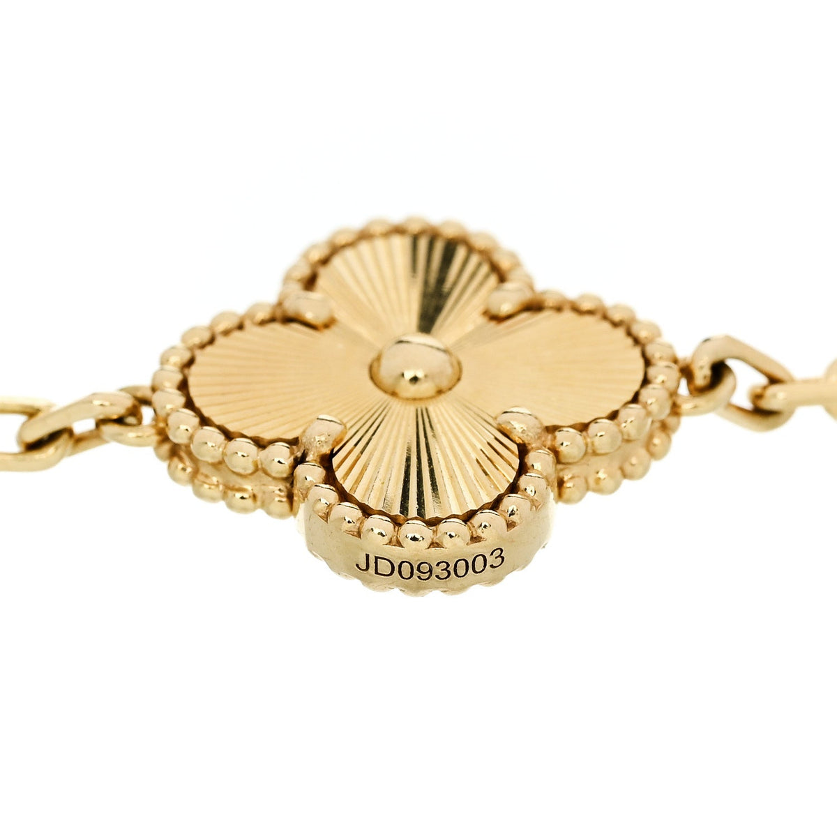 18K Yellow Gold 5 Motifs Guilloche Vintage Alhambra Bracelet