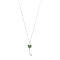 Sterling Silver Enamel Heart Key Pendant Necklace Blue