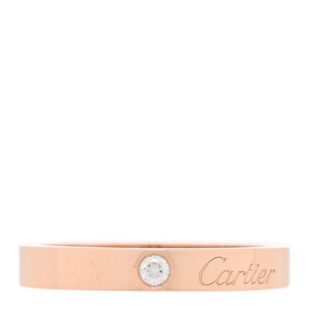 18K Pink Gold Diamond 3mm C De Cartier Wedding Band Ring 52 6