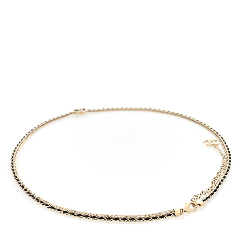 Lambskin Crystal Chain CC Fancy Belt 75 30 Gold Black