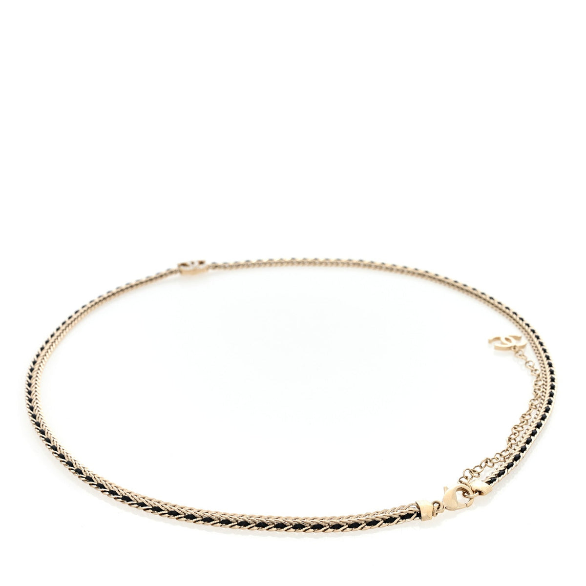 Lambskin Crystal Chain CC Fancy Belt 75 30 Gold Black