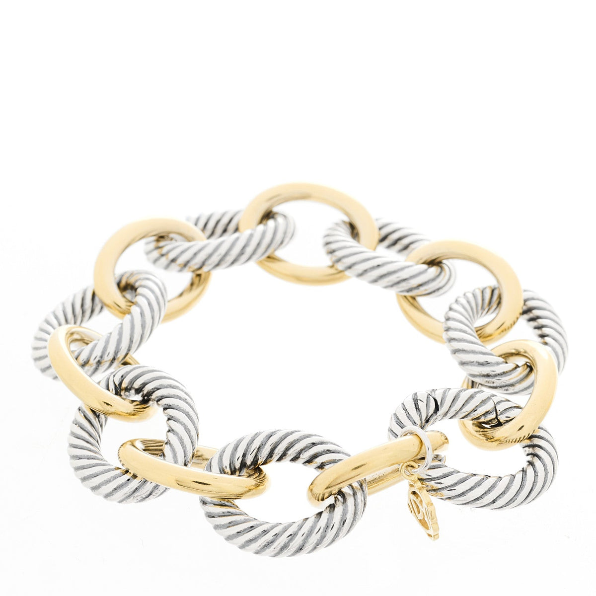 Sterling Silver 18K Yellow Gold 18mm Extra Large Oval Link Bracelet