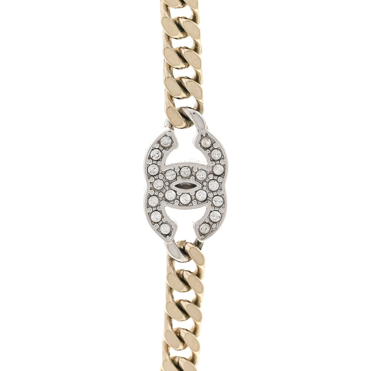 Crystal Chain CC Link Choker Gold Silver