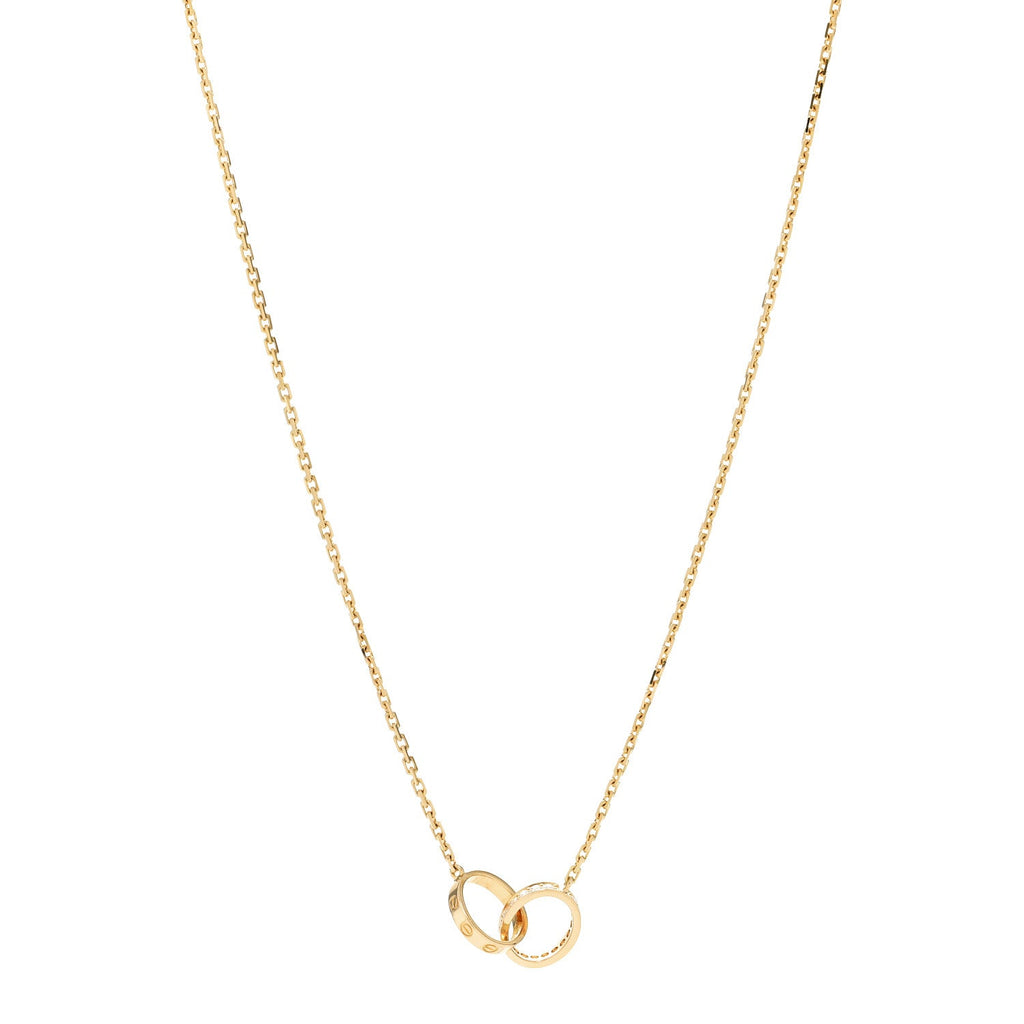 18K Yellow Gold Diamond Interlocking LOVE Necklace