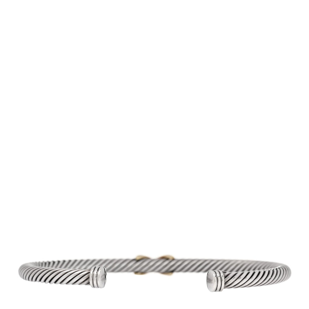 Sterling Silver 18K Yellow Gold 4mm X Station Cable Bracelet