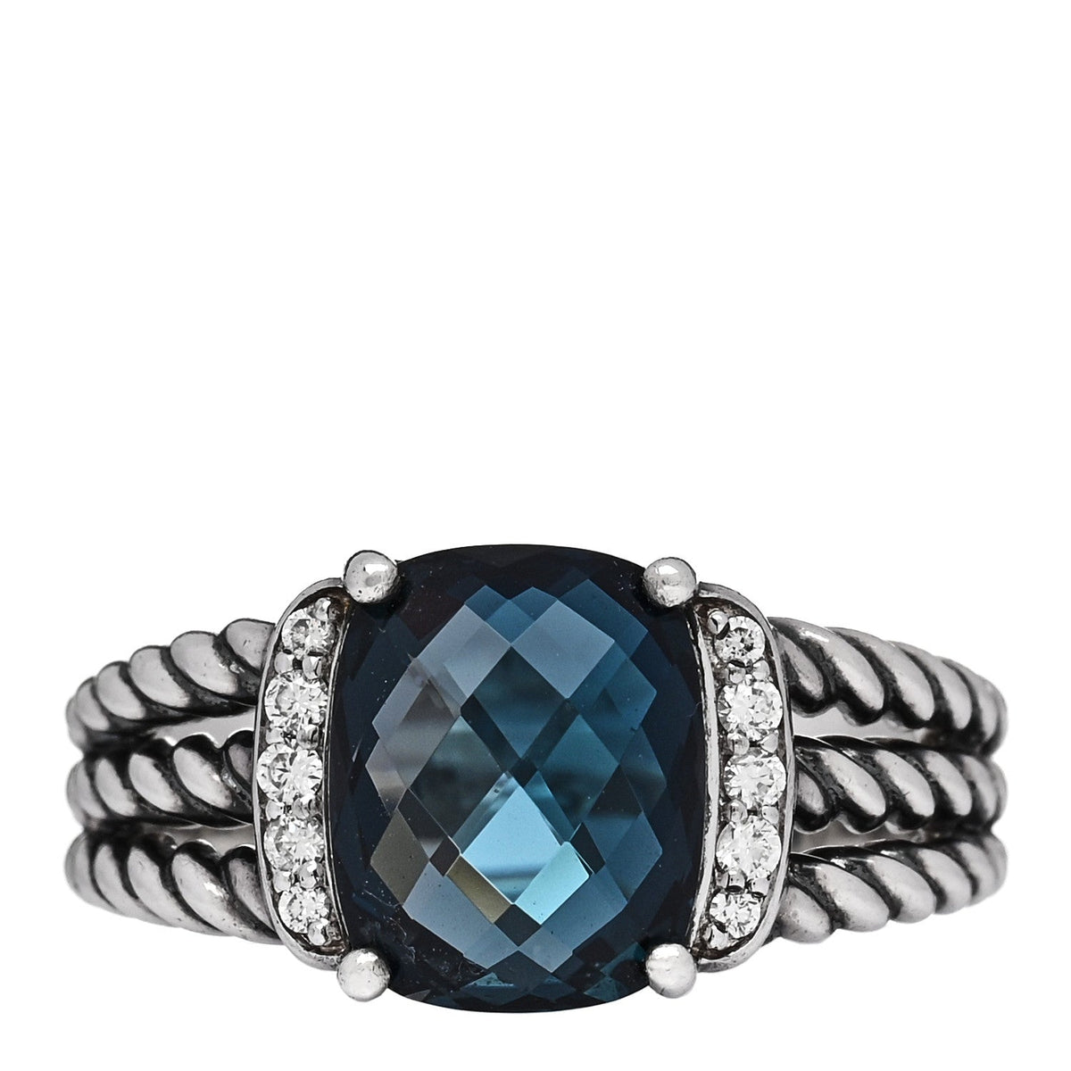 Sterling Silver Diamond Hampton Blue Topaz 10mm Petite Wheaton Ring 54 7