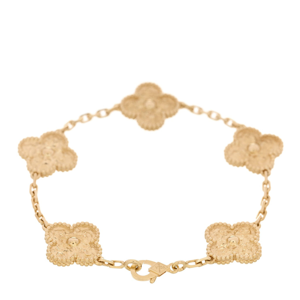 18K Yellow Gold 5 Motifs Vintage Alhambra Bracelet