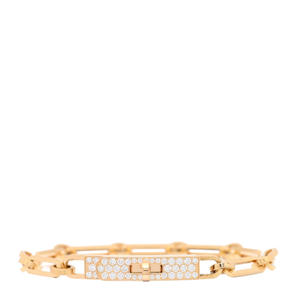 18K Yellow Gold Diamond Pave PM Kelly Chaine Bracelet ST