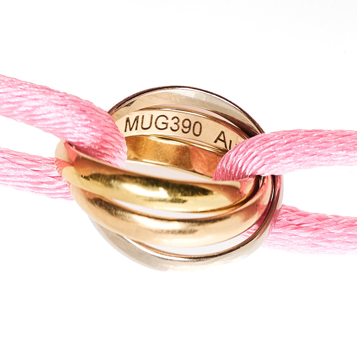 18k Pink Yellow White Gold Trinity Adjustable Cord Bracelet Pink