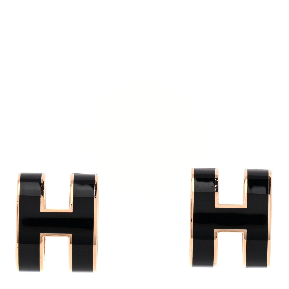 Rose Gold Lacquered Pop H Earrings Black