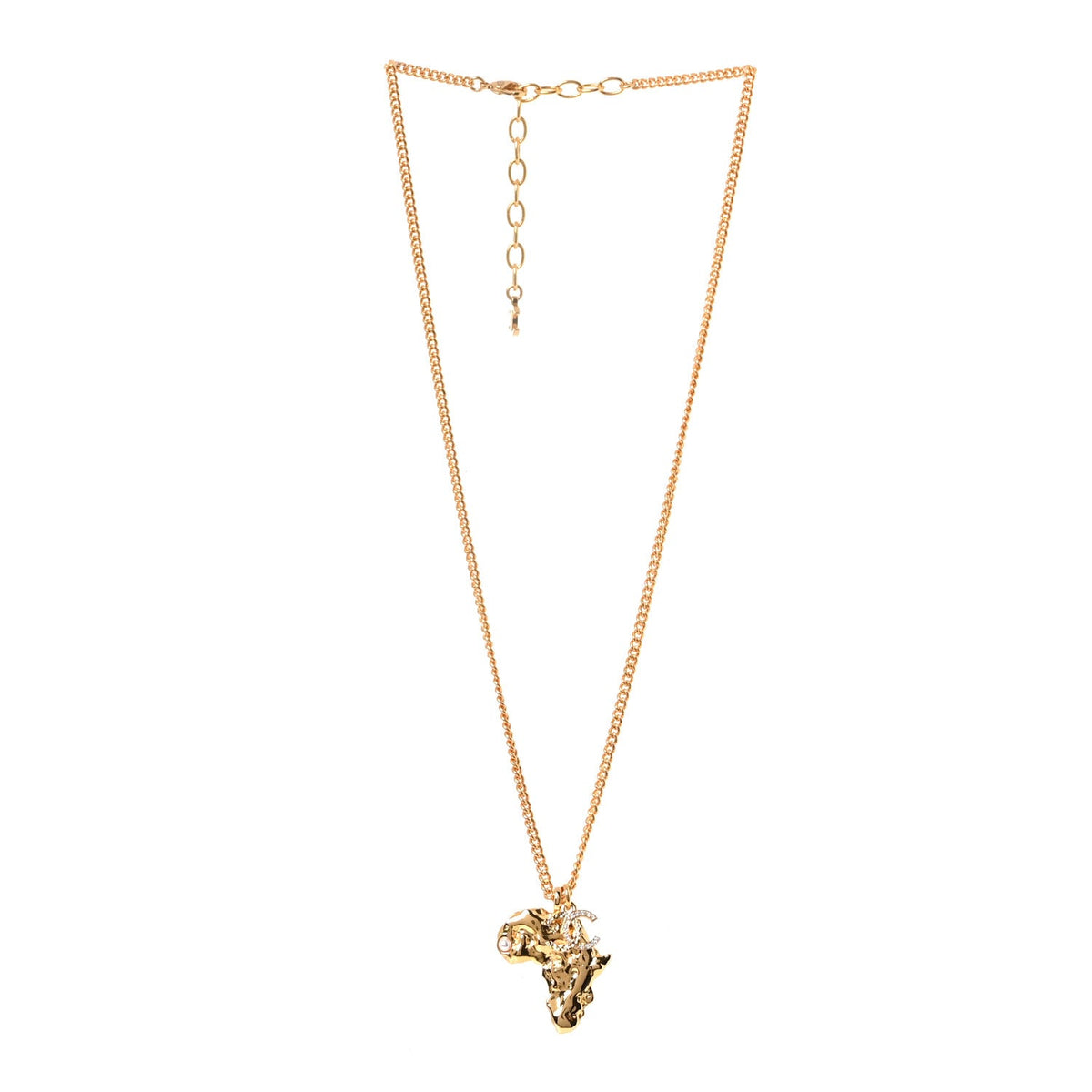 Crystal Pearl CC Africa Pendant Necklace Gold White