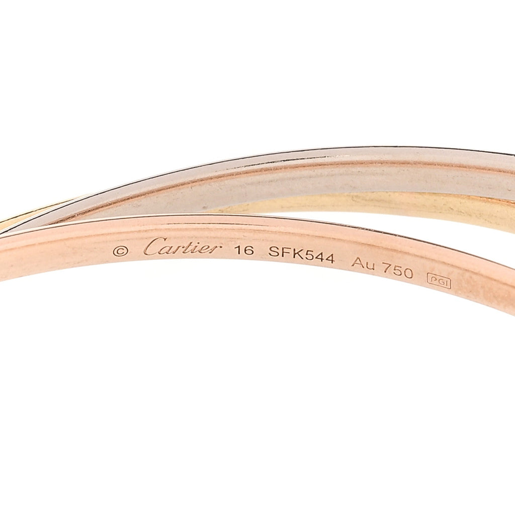 18K Pink Yellow White Gold Trinity Small Bangle Bracelet 16
