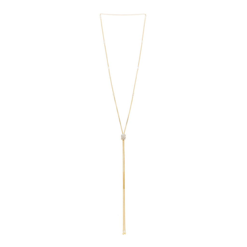 18K Yellow Gold Diamond Stax Lariat Necklace