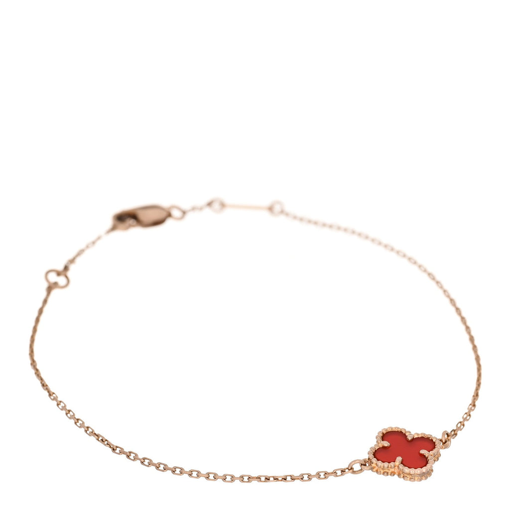 18K Rose Gold Carnelian Sweet Alhambra Bracelet