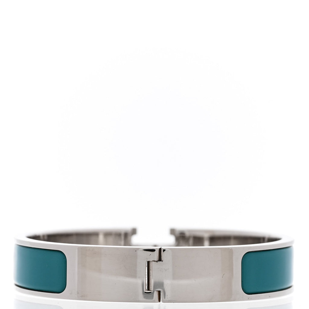 Enamel Narrow Clic Clac H Bracelet PM Vert Bleuete White