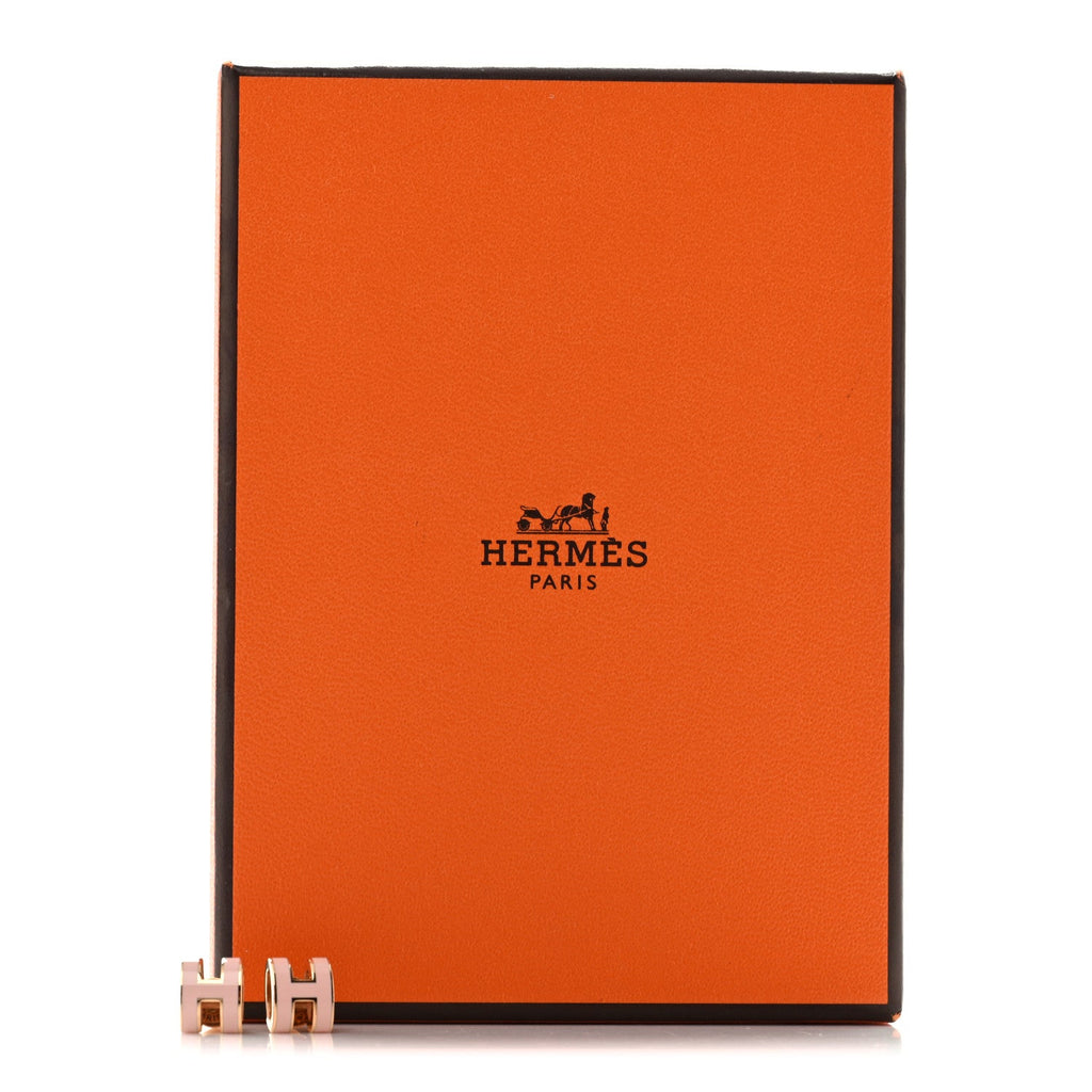 Rose Gold Lacquered Mini Pop H Earrings Rose Dragee
