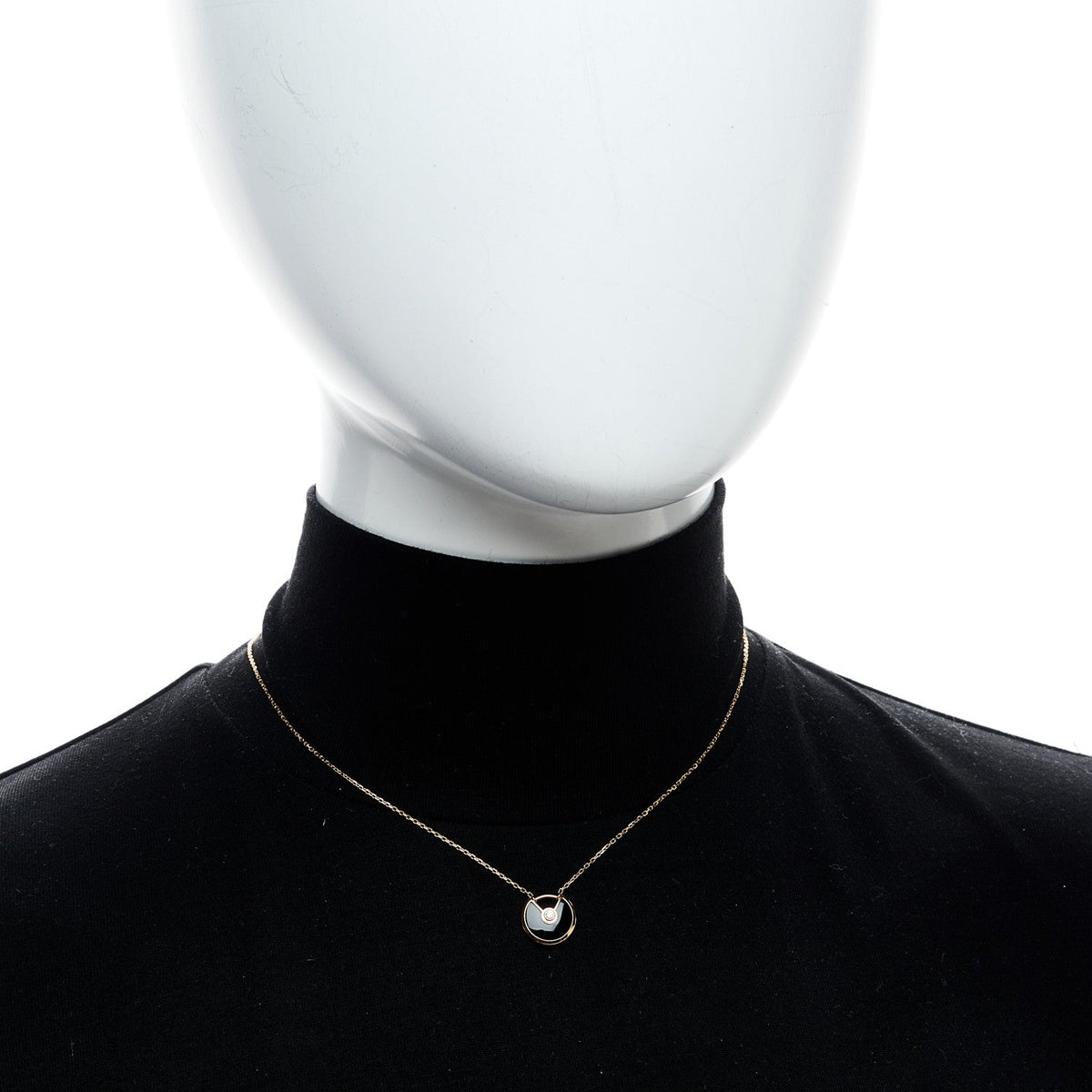 18K Pink Gold Diamond Black Onyx XS Amulette de Cartier Pendant Necklace