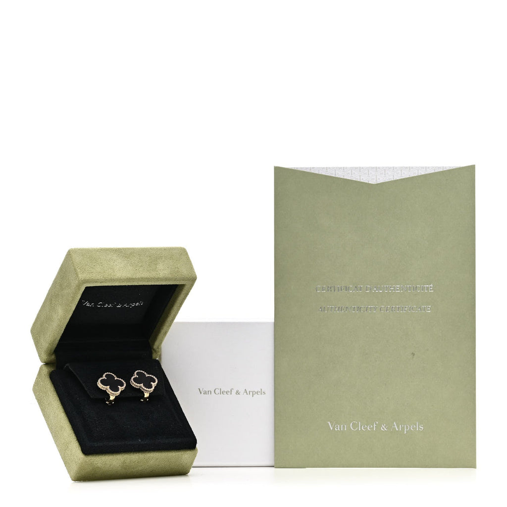 18K Yellow Gold Black Onyx Sweet Alhambra Earrings